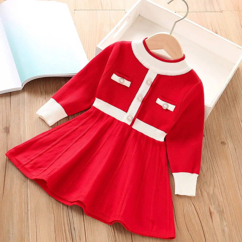 Girls Dress Winter Knitting Sweater Dress Autumn Long Sleeve Princess Dress Vestidos Warm Toddler Girl Clothes Kids Clothing girls dresses