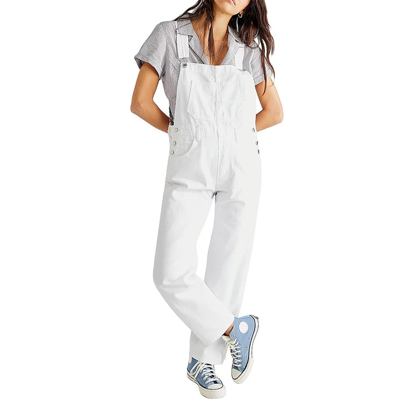 Washed Denim Overalls For Women, Internet Celebrity Style, Age-reducing, Loose Wide-leg Floor-length Trousers, jumpsuit