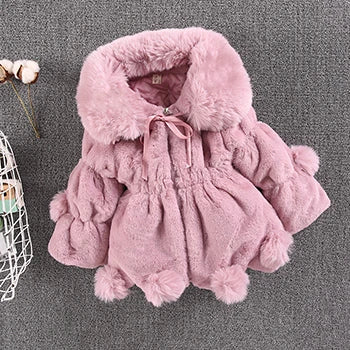 1-7 Year Baby Girls Jacket Autumn Winter Warm Faux Fur Coat For Girls Christmas Princess Outwear Fashion Plush Children Clothing girls jackets and coats