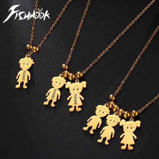 Personalized Boy Girl Necklace Custom Chain Engrave Name Mother Kid Family Gift For Women Man Stainless Steel Pendant Jewelry  necklace