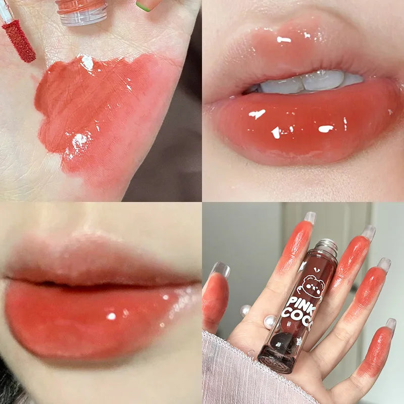 Punk Juice Red Lipgloss Black Mirror Glass Water Light Clear Lip Glaze Waterproof Non Stick Liquid Lipstick Nude Lip Tint Makeup  lips