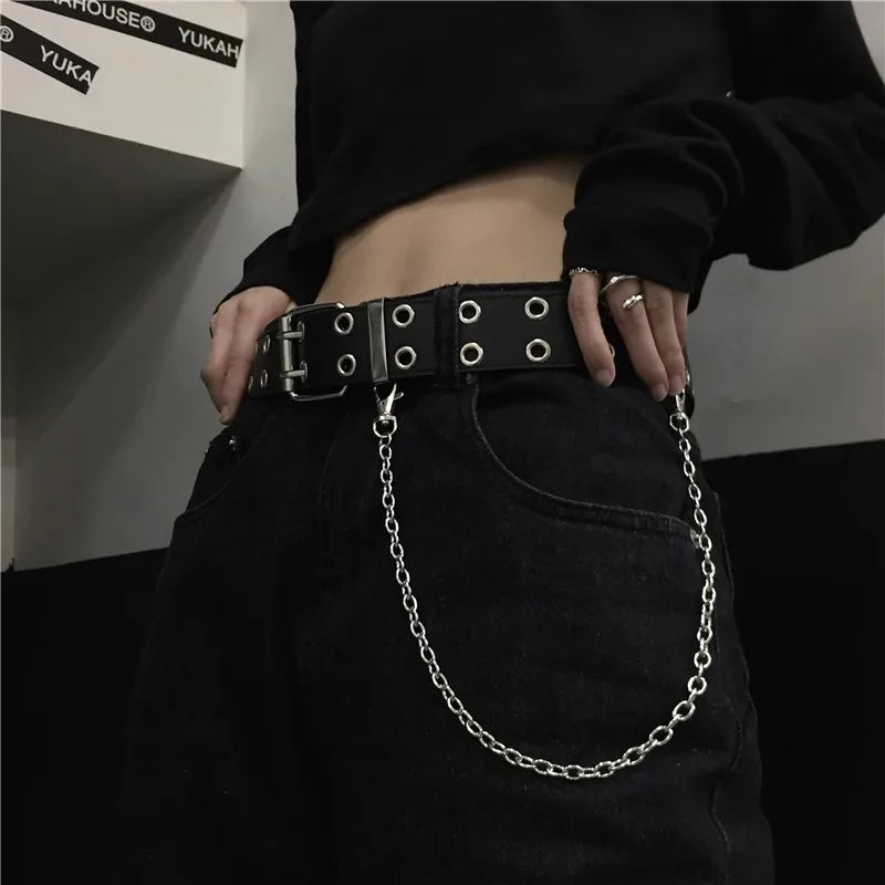 Fashion Alloy Women Belts Chain Luxury for Genuine Leather New Style Pin Buckle Jeans Decorative Ladies Retro Decorative Punk belt