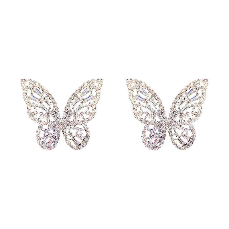 New Butterfly Zircon Earrings women's Korean jewelry literary style earrings net red temperament simple new earrings earring