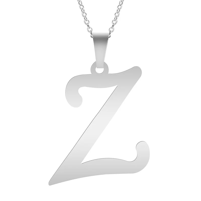 Fashion Letters A-Z Necklace for Women Men Stainless Steel High Quality English Alphabe Necklace A B C D E FGHIJKLMNOPQRSTUVWXYZ necklace