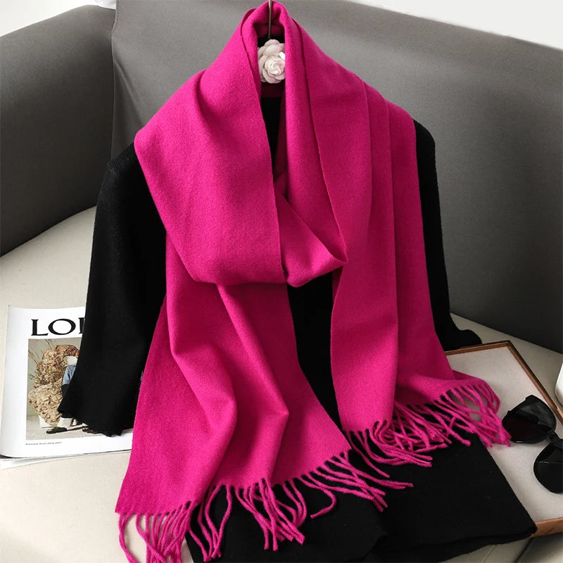 New 62 Color Winter Scarf For Women Long Warm Cashmere Scarves Hijab Solid Lady Shawl Wrap Female Pashmina Bandana Head Scarfs scarf and shawl