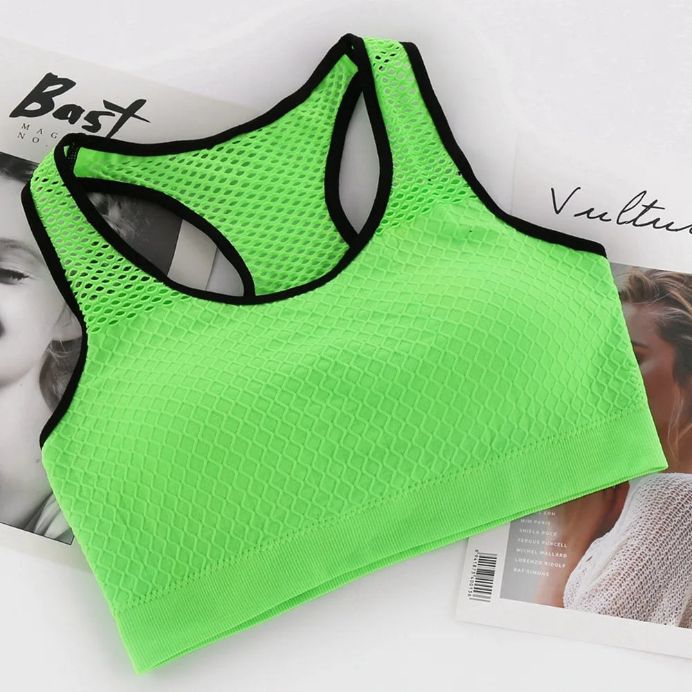 Mesh Sports Bra Hollow Out Sport Top Seamless Fitness Yoga Bras Women Gym sports