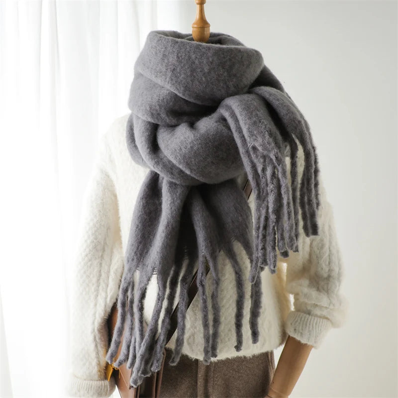 Winter Scarf for Women Cashmere Warm Solid Pashmina Blanket Wraps Female Thick Soft Bufanda Big Tassel Shawl Long Poncho Echarpe scarf and shawl