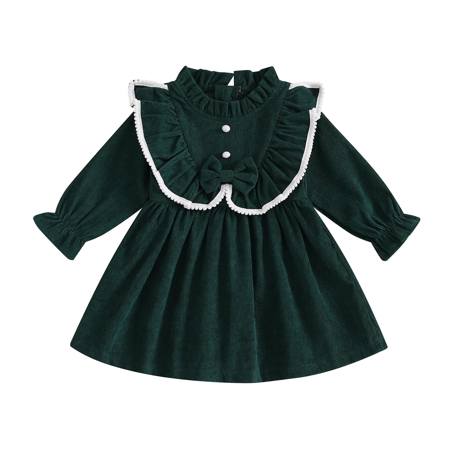 Children's Clothing Kids Girls Princess Dresses Elegant Ruffles Long Sleeve Bowknot Party A-line Dress