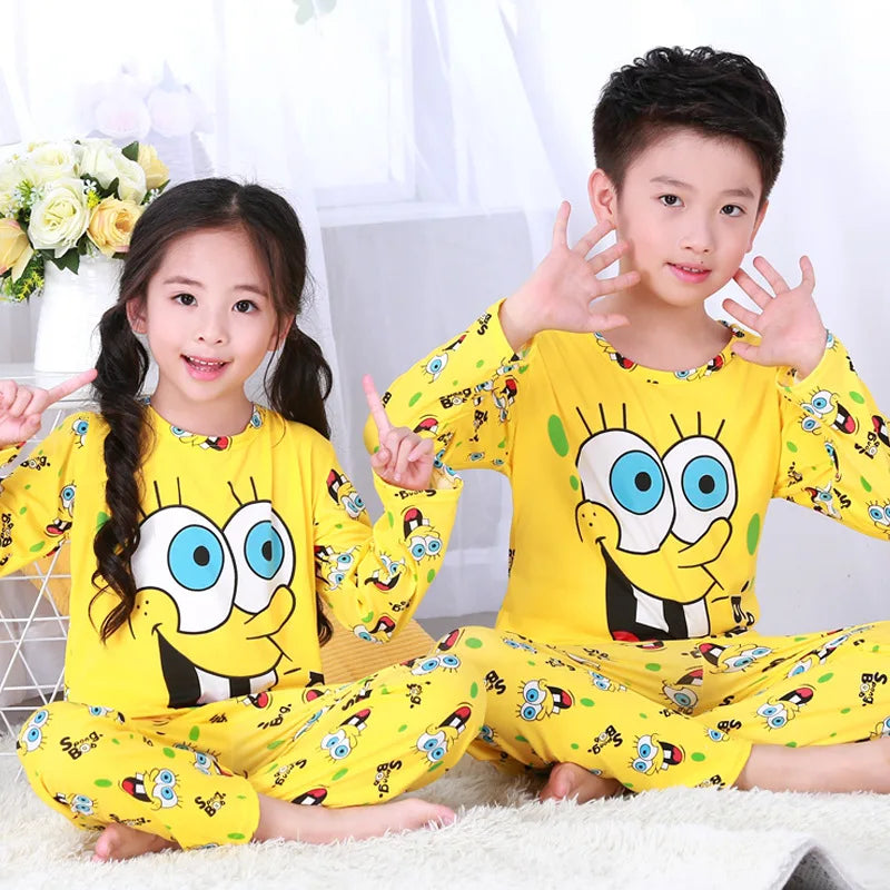 New Cartoon Long Sleeve Children's Pajamas for Boys And Girls Summer Baby Home Furnishings For Little Girls Thin Air Conditionin night wear girls