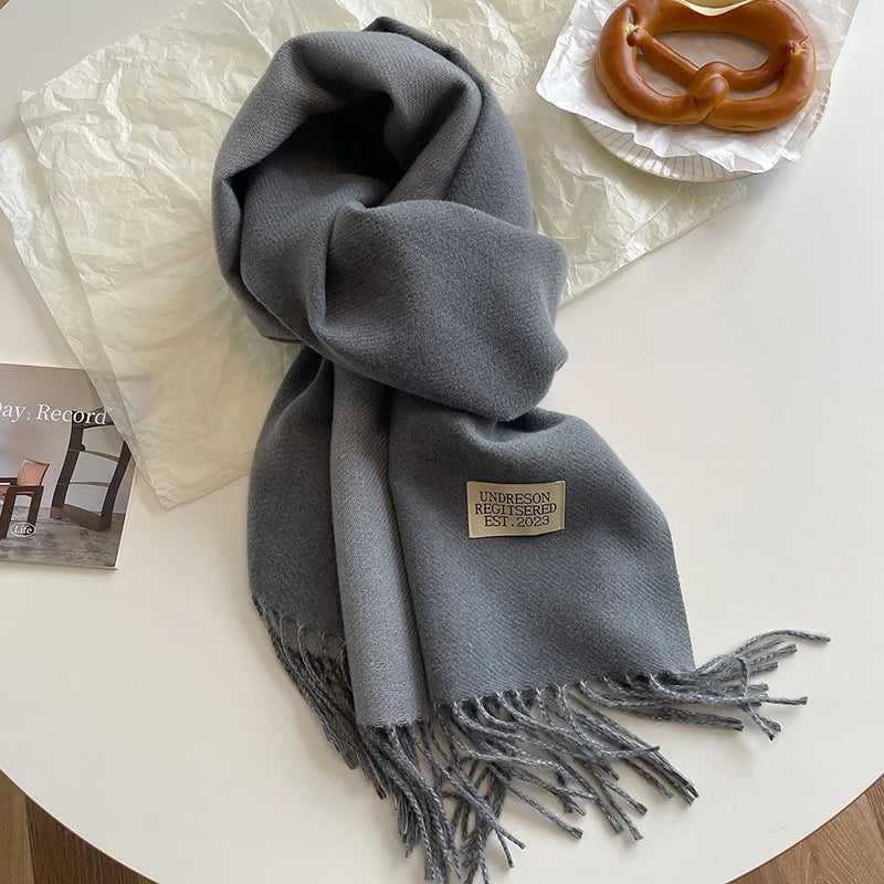 New Fashion Cashmere Scarf Warm Winter for Women Korean Style Knitted Solid Color Double Sided Wraps Neckerchief scarf and shawl