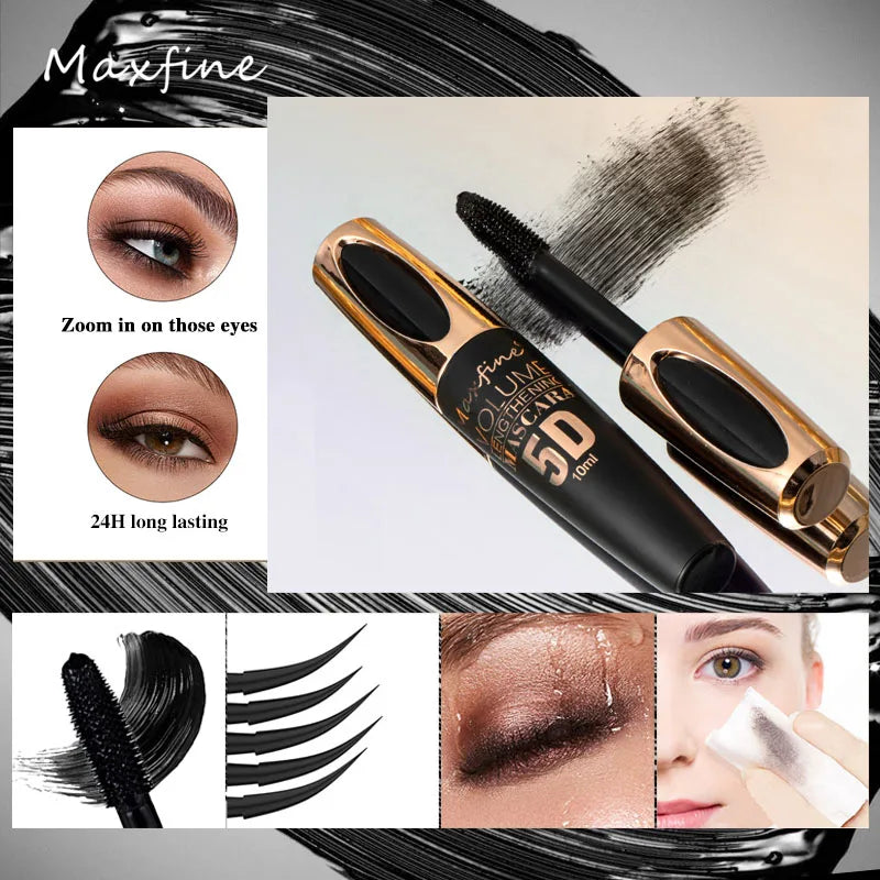 5D Silk Mascara with Big Eyes, Strong and Lasting Black Content and Length, Waterproof and Non-caking, and Prolonged Mascara eyes