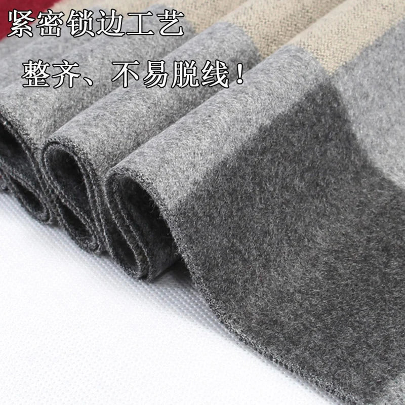 Cashmere Scarf For Men Winter Warm Shawl Big Neckerchief Casual Outdoor Warm Cashmere Scarf Soft Plaid Stripe Pashmina Men Gifts scarf and shawl