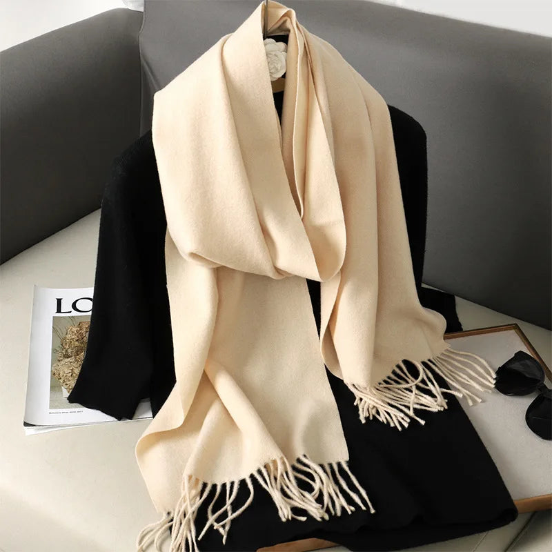 62Color Solid Women Winter Scarf Warm Thicken Cashmere Shawl Outdoor Fashion Luxury Tassels Pashmina Lady Wrap Windproof Scarves scarf and shawl