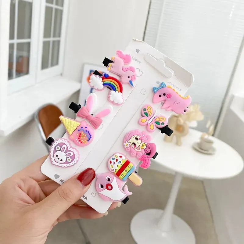 10PCS/Set New Girls Cute Cartoon Unicorn Hair Clips Kids Lovely Hairpins Ice Cream Headband Barrettes Fashion Hair Accessories   hairclips