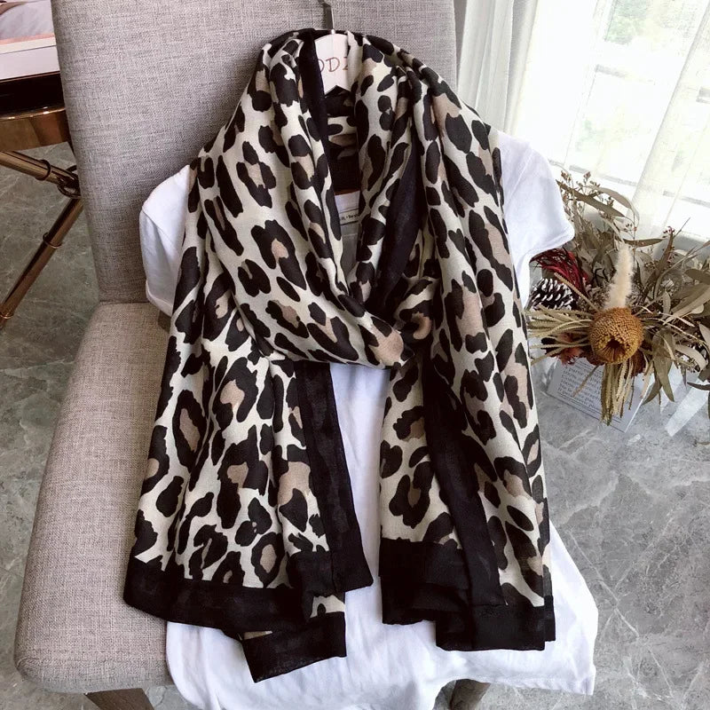 Fashion Design Sexy Leopard Dot Tassel Viscose Shawl Scarf High Quality Neckerchief Autumn Winter Foulards Muslim Hijab Sjaal scarf and shawl