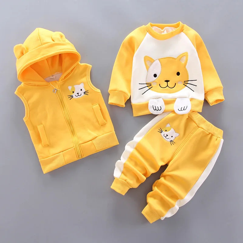 Baby Boys And Girls Clothing Set Tricken Fleece Children Hooded Outerwear Tops Pants 3PCS Outfits Kids Toddler Warm Costume Suit boys dress