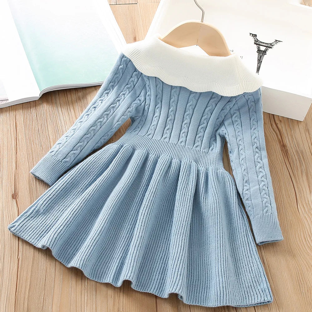 Girls Dress Winter Knitting Sweater Dress Autumn Long Sleeve Princess Dress Vestidos Warm Toddler Girl Clothes Kids Clothing girls dresses