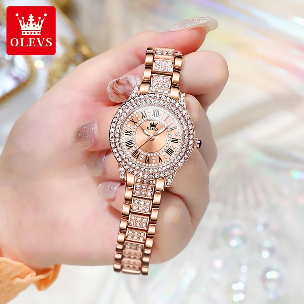 Original Diamond Watch for Women Fashion Elegant Stainless Steel Waterproof Quartz Wristwatch Luxury Ladies Dress Watches watch