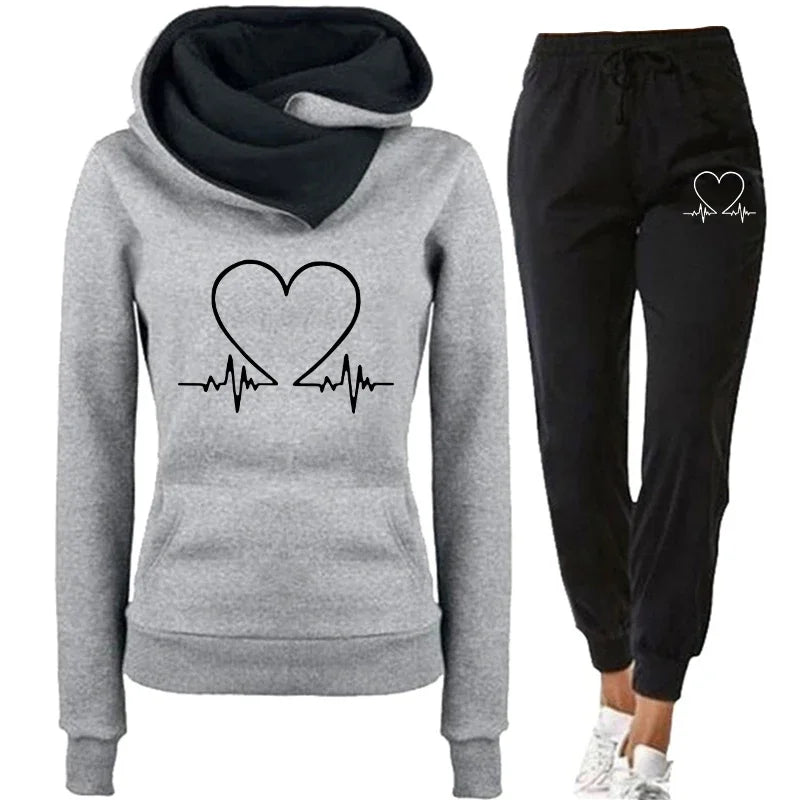 Woman Tracksuit Two Piece Set Winter Warm Hoodies+Pants Pullovers Sweatshirts Female Jogging Woman Clothing Sports