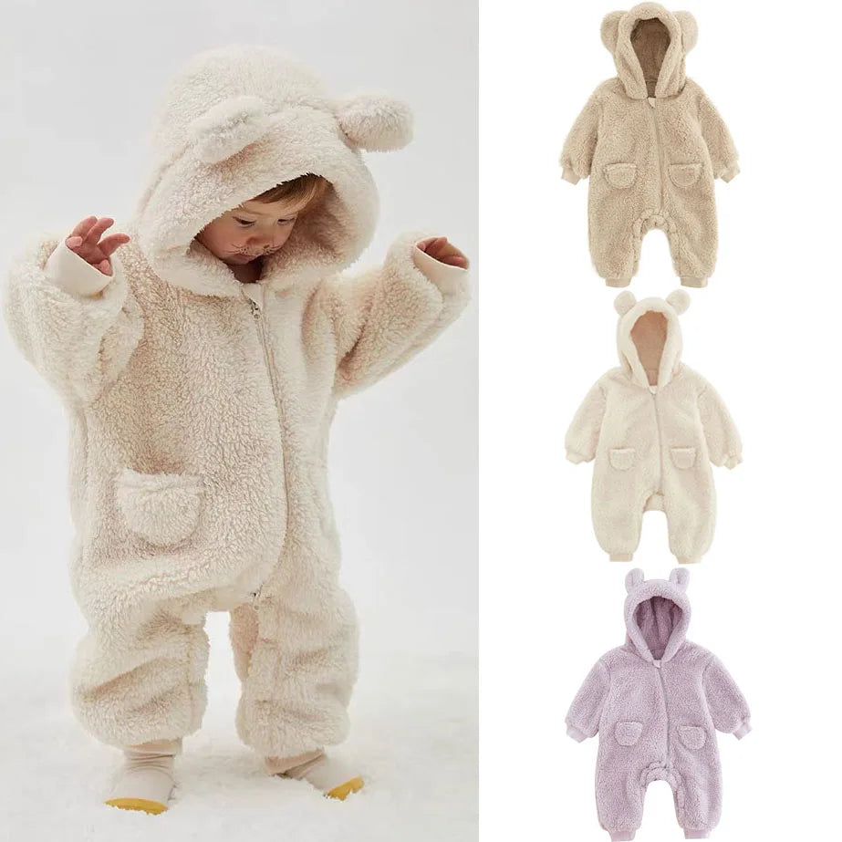 0-2Y Newborn Baby Rompers Spring Autumn Warm Fleece Baby Boys Costume Baby Girls Clothing Animal Overall Baby Outwear Jumpsuits infants girls infant boys