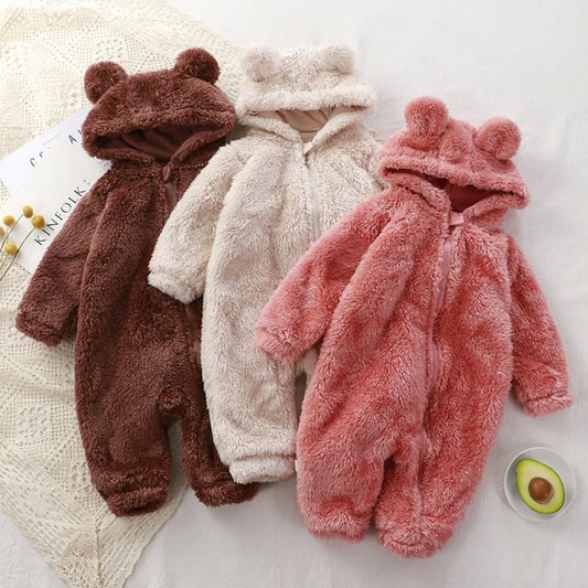 Winter Baby Clothes Cute Cartoon Bear Baby Rompers Pajamas Cotton Infant Boy Girls Animal Costume Zipper Jumpsuit 0-24 Months infants boys