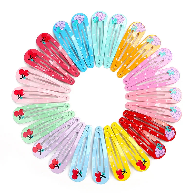 40Pcs/Lot Hair Accessories Girls Hairpin Print Cartoon Fruit Animal Flower Hair Clip Cute Powder Hairgrip New Children Headdress   hairclips