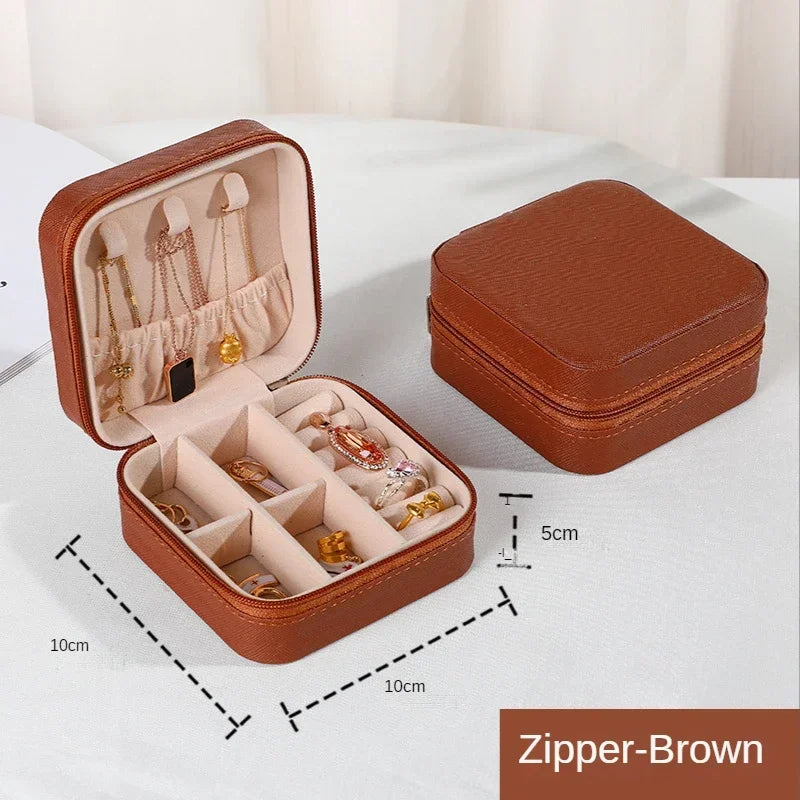 Jewelry Organizer Display Travel Jewelry Case Boxes Portable Jewelry Box Leather Storage Joyeros Organizador De Joyas jewellery box