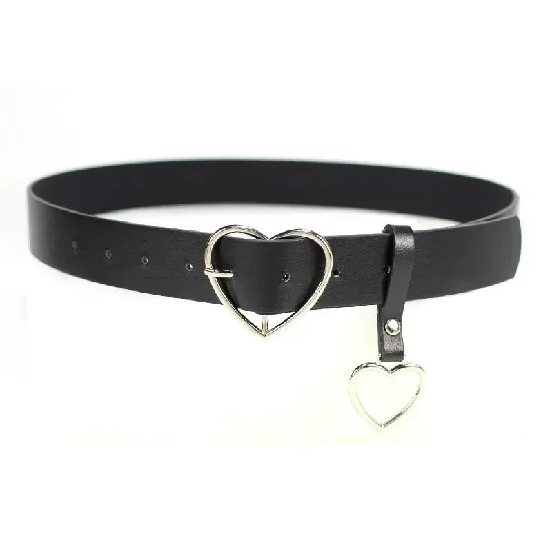 Fashion Women PU Leather Belt Heart Female Cute Black Harajuku Belt Ladies Pants Party Dress Heart Belts For Jeans belt