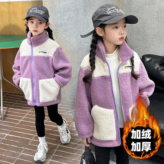 Children LambWool Warm Outerwear Boys Girls Autumn Winter Jackets Kids Plus Velvet Outer Clothing New Fashion Casual Coats girls jackets and coats