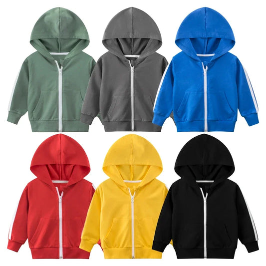 Spring Autumn New Zipper Jackets for Boys Children's Hooded Coat Kids Clothes Cardigan Girls Stripe Long Sleeve Hoodie Tops boys jackets and coats