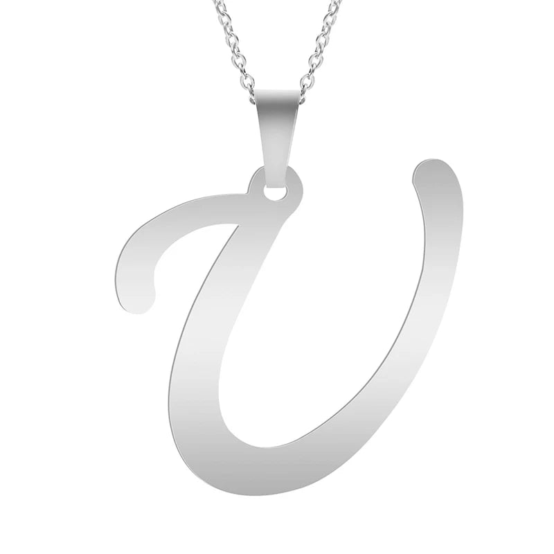 Fashion Letters A-Z Necklace for Women Men Stainless Steel High Quality English Alphabe Necklace A B C D E FGHIJKLMNOPQRSTUVWXYZ necklace