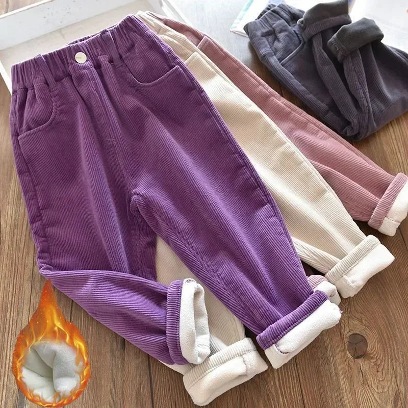 Harem Pants Corduroy Children Outfits Tracksuit Winter Cotton Trousers Kids Outwear pants Boys Girls Casual Warm Loose Pants bottoms girls