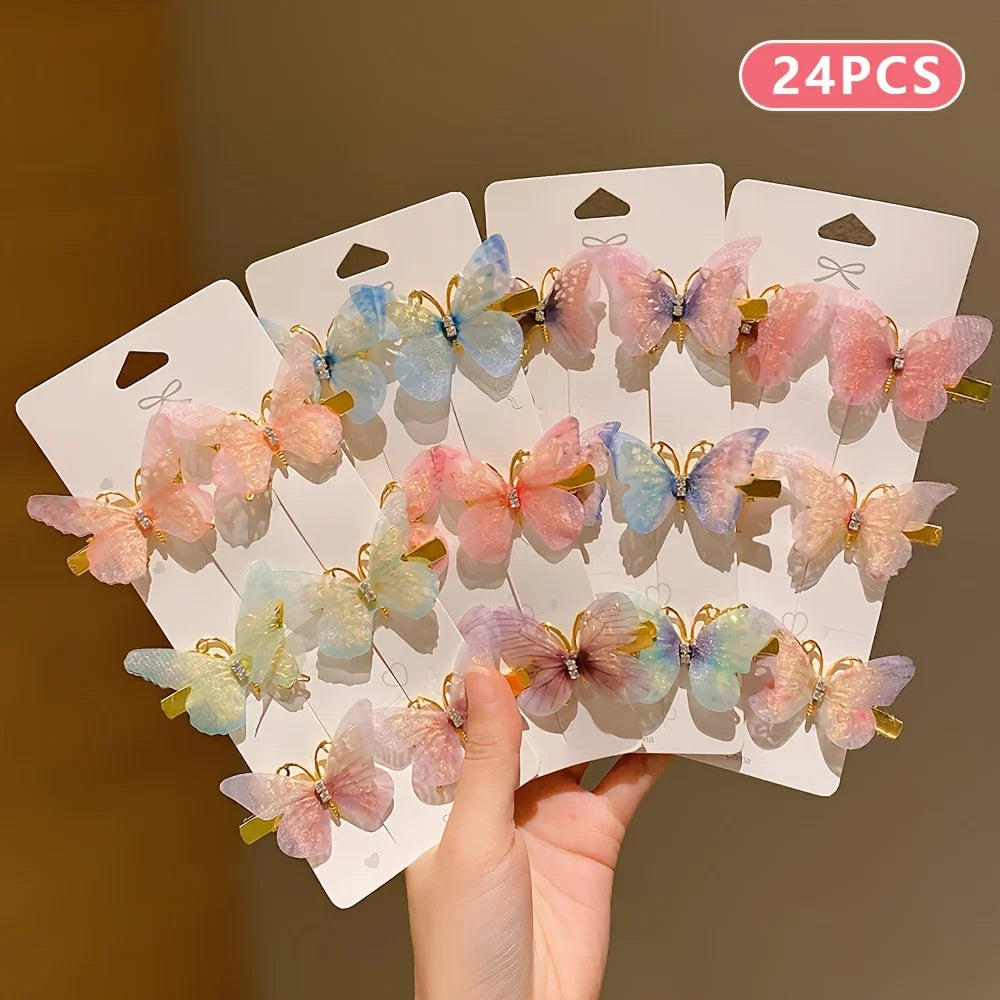 6/12/24/36 pieces of sweet girl butterfly hairpins that do not hurt hair, super nice and cute hairpins   hairclips