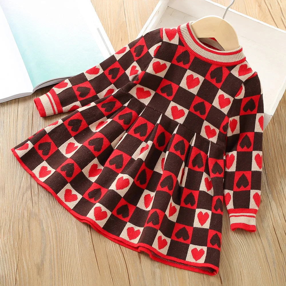 Girls Dress Winter Knitting Sweater Dress Autumn Long Sleeve Princess Dress Vestidos Warm Toddler Girl Clothes Kids Clothing girls dresses