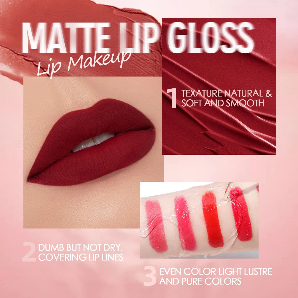 Sexy Velvet Matte Lip Gloss Liquid Lipstick Lipgloss Beauty Red Nude Waterproof Long-lasting Lip Stain Makeup For Women  lips