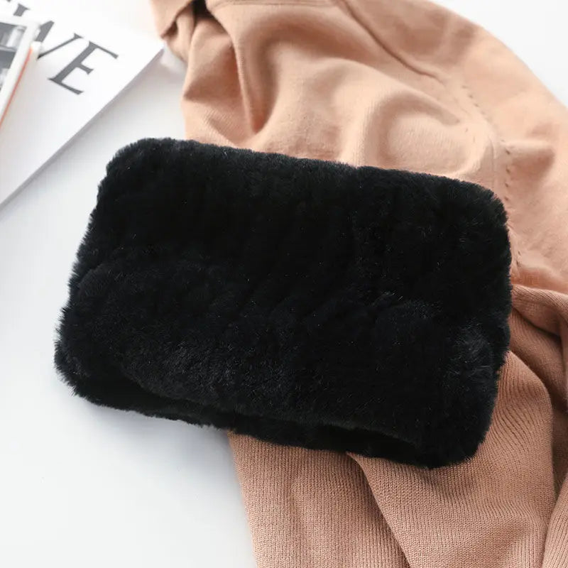 Hot Sale Brand Women Real Rex Rabbit Fur Scarf Girls Warm Soft Knitted Good Elastic Rabbit Fur Headband Natural Fur Ring Scarves scarf and shawl