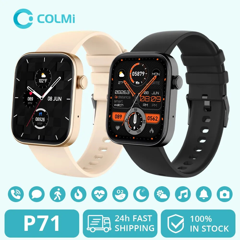 P71 Voice Calling Smartwatch Men Health Monitoring IP68 Waterproof Smart Notifications Voice Assistant Smart Watch Women watch