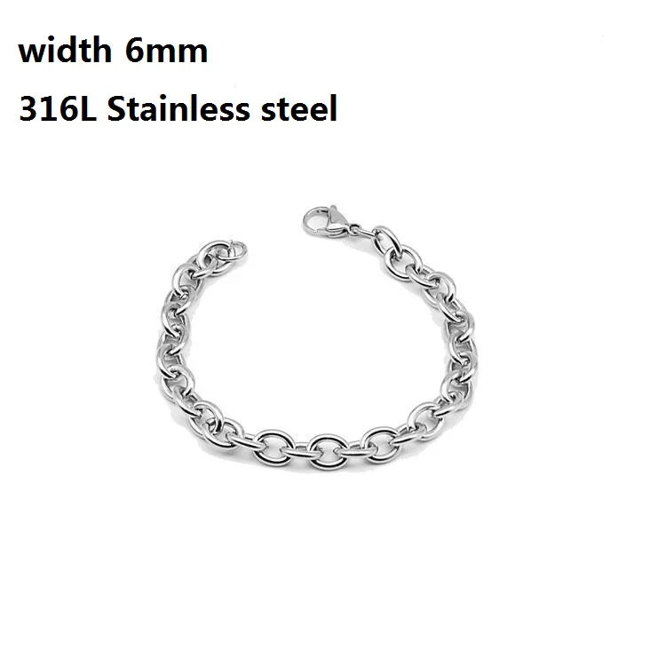 316L Stainless Steel Cuban Chain Bracelet for Men Women Figaro  Vintage Metal Viking Kpop Pulseras Emo Cute Luxury Jewelry Gift bracelete