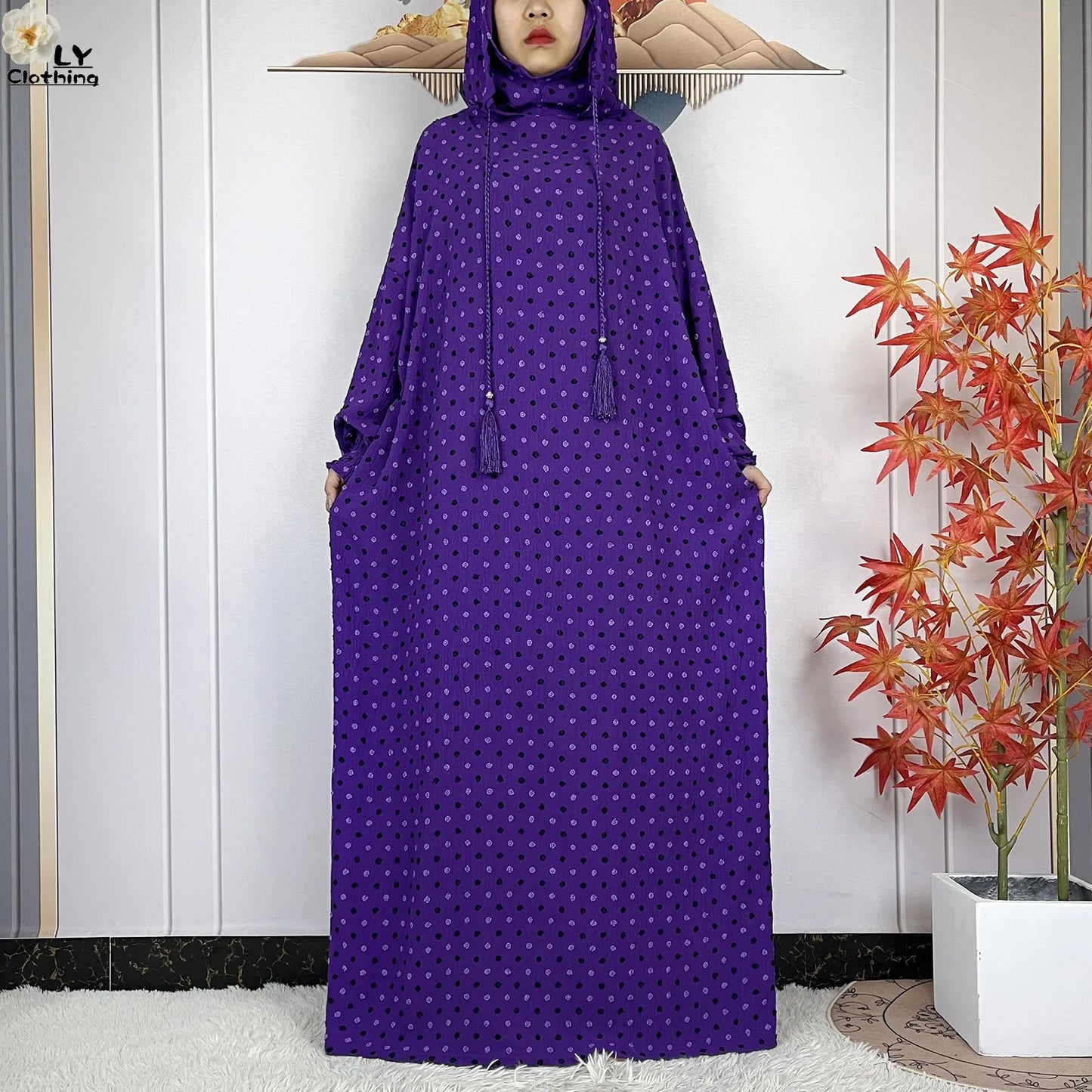 New Pure Cotton Ramadan Muslim Two-Hat Abaya Dubai Turkey Islam Prayer Clothes Loose Robe Islamic Women Traditional Clothing abaya