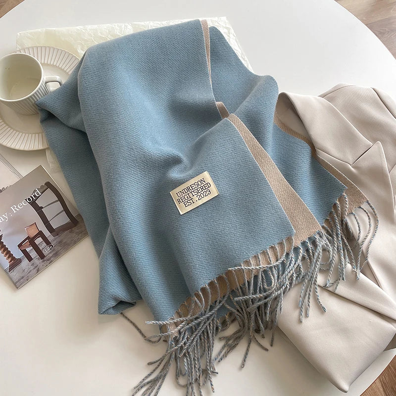 Fashion Solid Cashmere Warm Scarf New Design Pashmina Winter Double Side Diffrent Color Shawl Wraps Bufanda with Tassel Blanket scarf and shawl