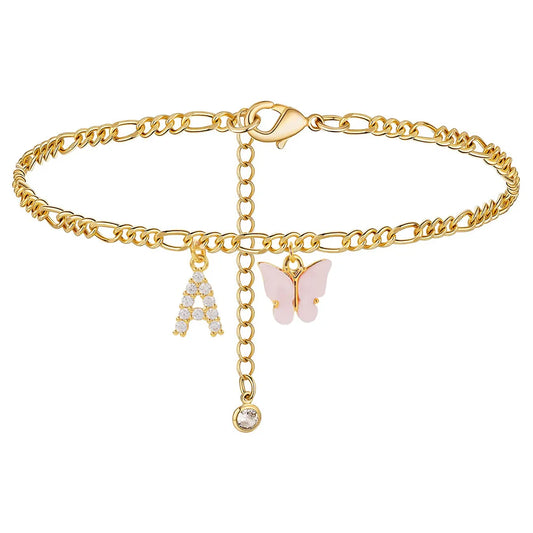 Stainless Steel Initial A-Z Letter Anklets For Women Girl Butterfly Trend Leg Chain Waterproof Jewelry Gift Party anklet