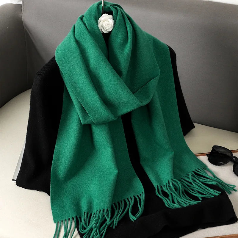 62Color Solid Women Winter Scarf Warm Thicken Cashmere Shawl Outdoor Fashion Luxury Tassels Pashmina Lady Wrap Windproof Scarves scarf and shawl