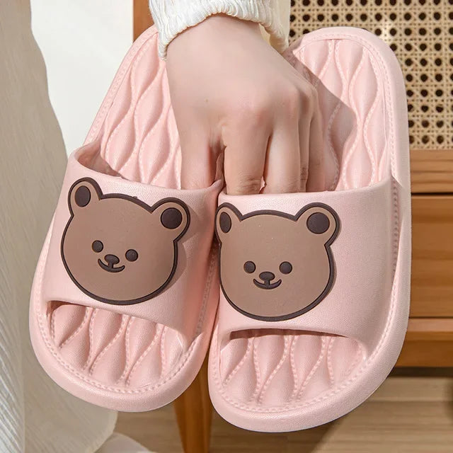 New EVA Trend Cartoon Bear Slippers Couple Home thick sole Slippers Anti slip Bathroom Slippers Casual Women's soft sole Slipper