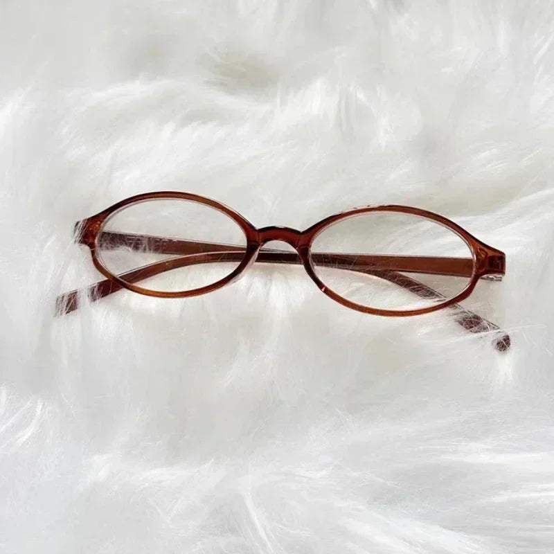 Y2K Women Retro Oval Square Glasses Red Green Frame Glass Eyewear Decorative Computer Anti-blue Eyeglasses with Seaside Driving