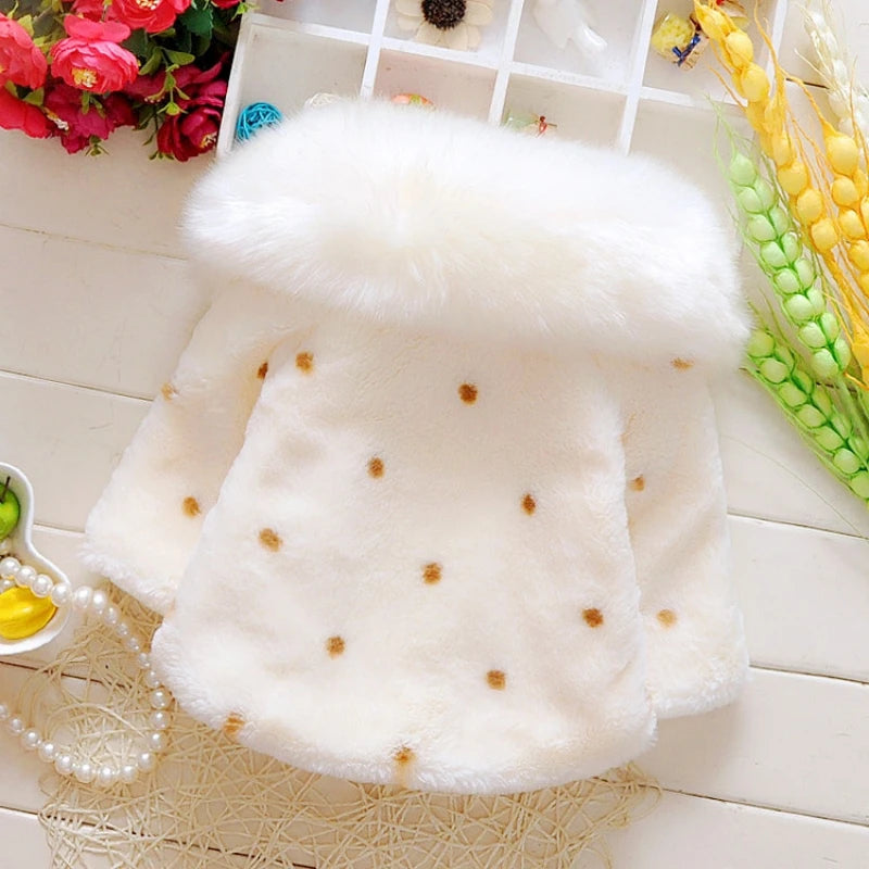 Baby girl clothes 0-3Y winter coat thick warm wool fur coat girl wool sweater coat pearl princess coat Kids Cute Coat Clothes infants girls