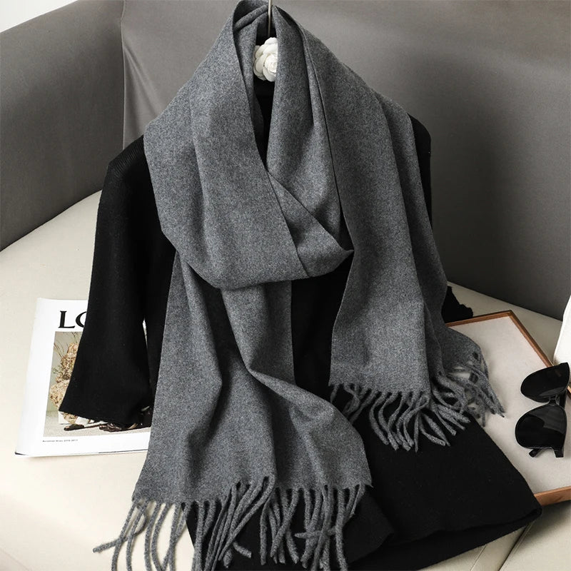 New 62 Color Winter Scarf For Women Long Warm Cashmere Scarves Hijab Solid Lady Shawl Wrap Female Pashmina Bandana Head Scarfs scarf and shawl