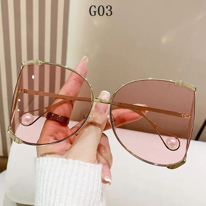 sunglasses Women 2024 Vacation Luxury Oversized Fashion Glasses Sunscreen