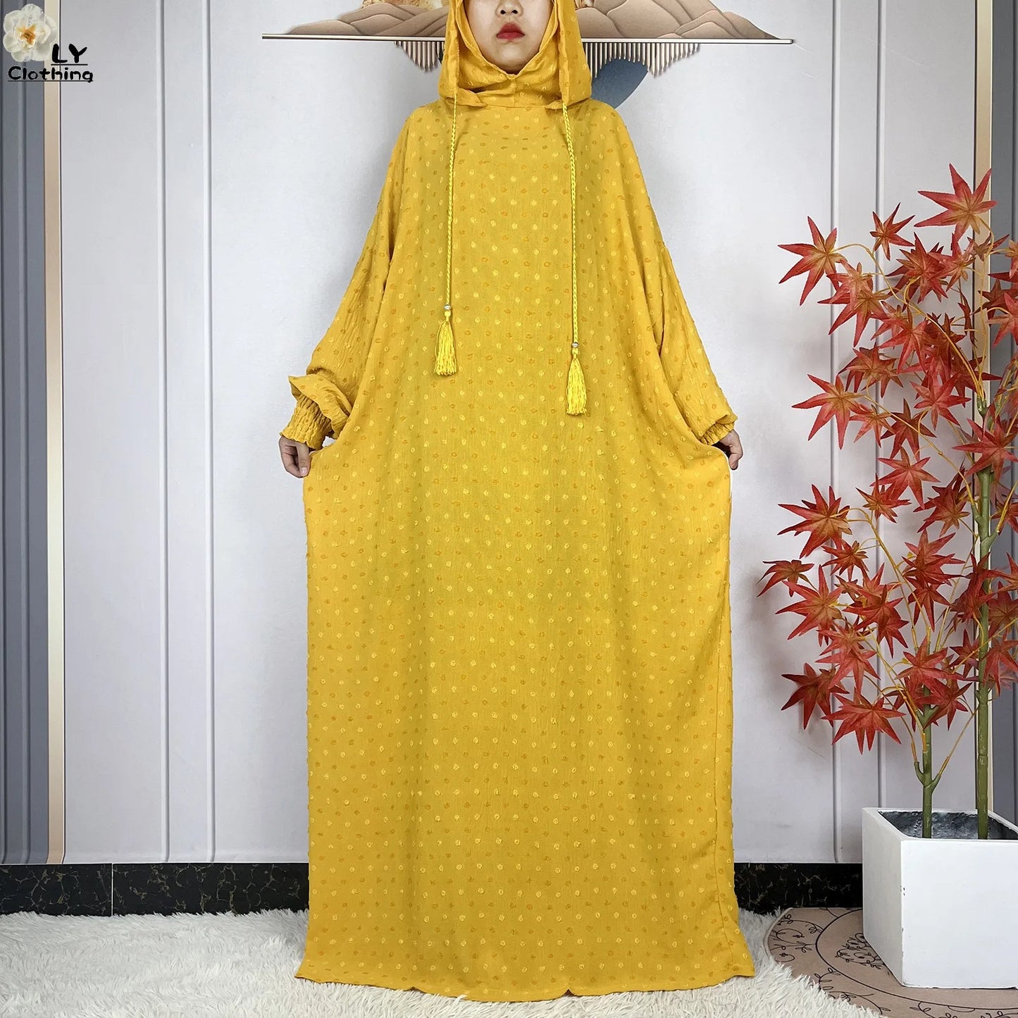 New Pure Cotton Ramadan Muslim Two-Hat Abaya Dubai Turkey Islam Prayer Clothes Loose Robe Islamic Women Traditional Clothing abaya