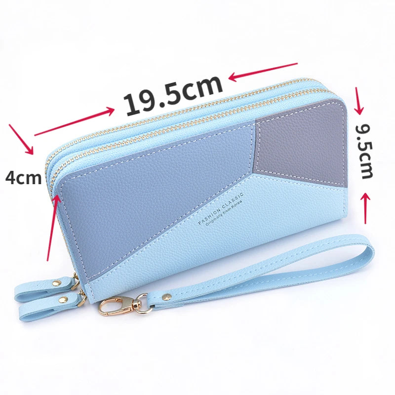 New Women's Wallet Double Zipper Long Fashion Simple Handbags for Women Lychee Pattern Large Capacity Double Women's Purses bags