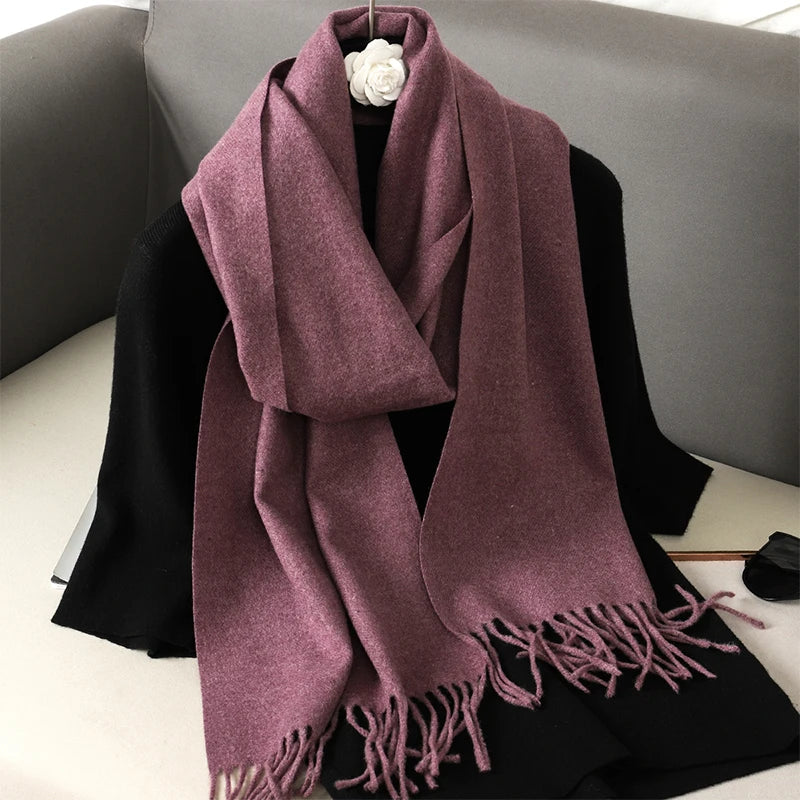 New 62 Color Winter Scarf For Women Long Warm Cashmere Scarves Hijab Solid Lady Shawl Wrap Female Pashmina Bandana Head Scarfs scarf and shawl